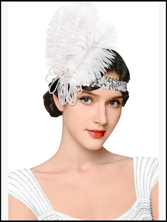 Feather Flapper Headband Vintage Sequin Gatsby Party Hair Accessories main image 4
